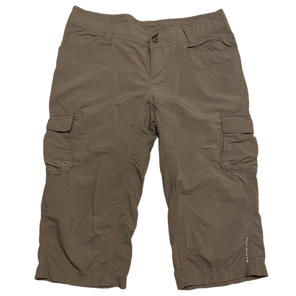 Columbia Womens 6 Omni-Shade Green Cargo Capri Pants Hiking Camping Packable